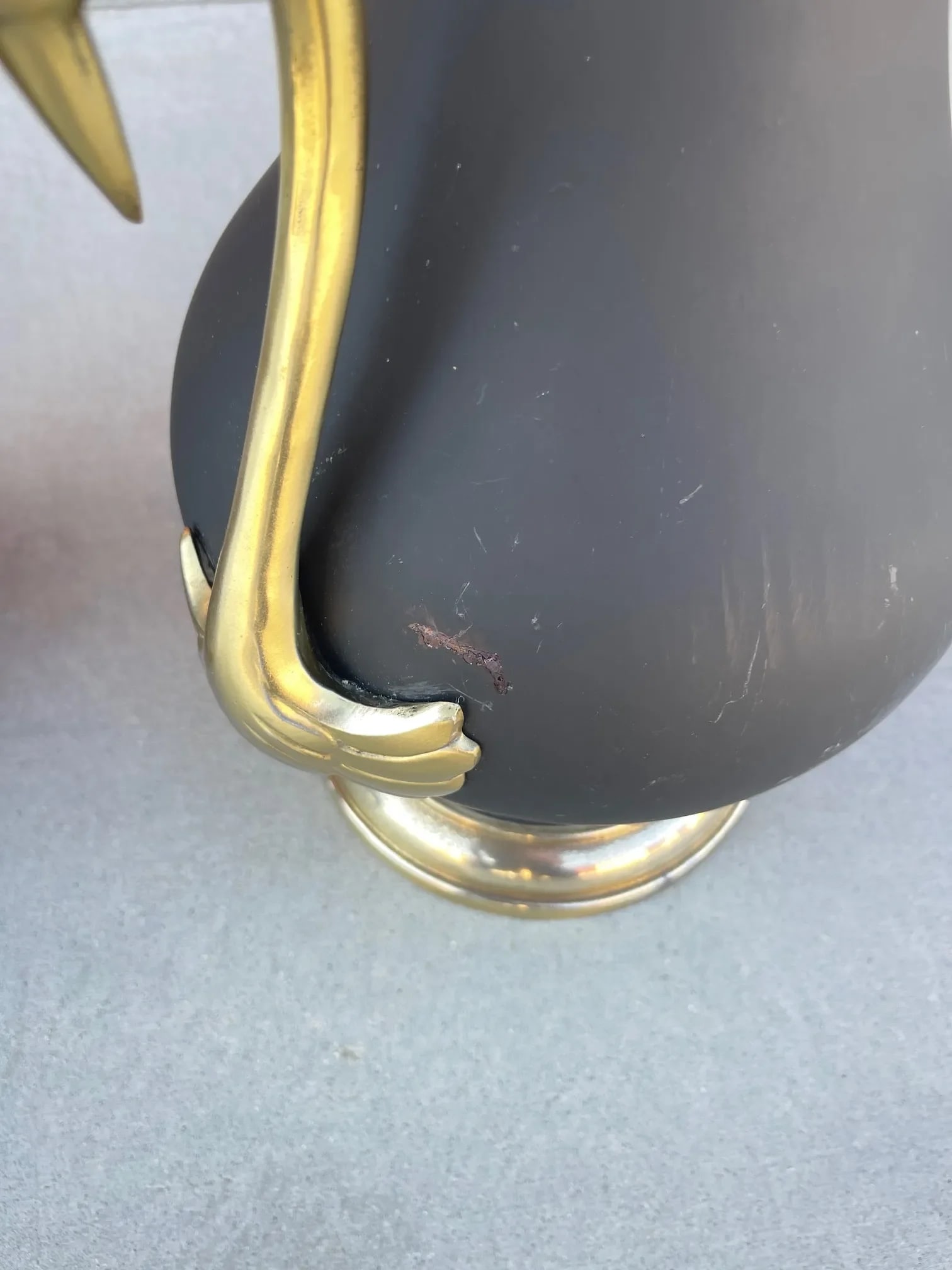 Vintage Brass Swan Urn Table Lamps - a Pair - 4