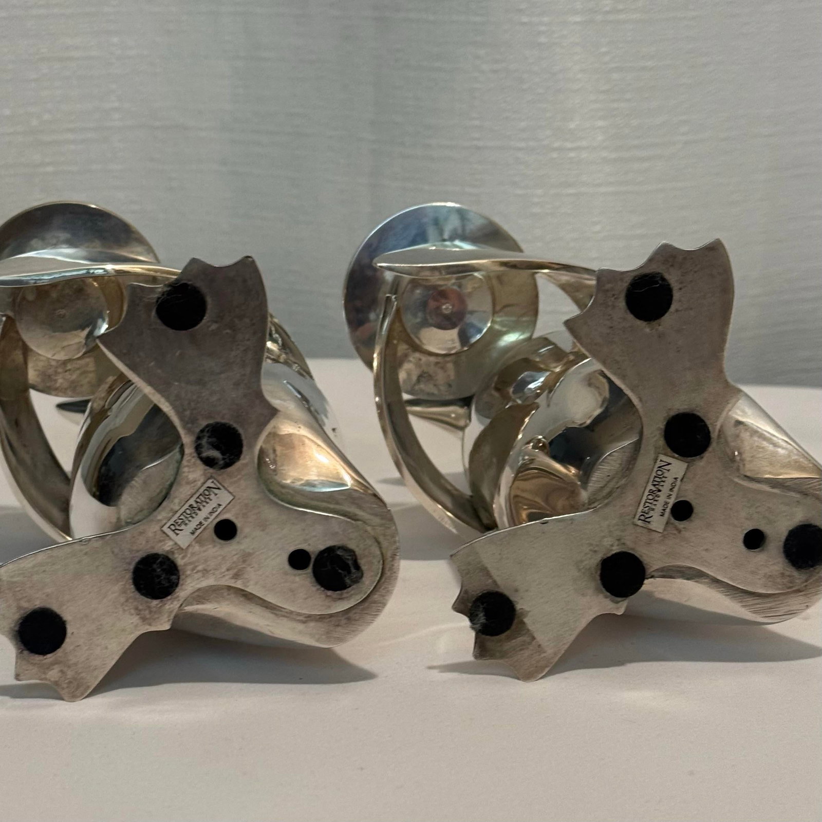 1990's Restoration Hardware Silver Plated Penguin Candle Stick Holders - A Pair - 10