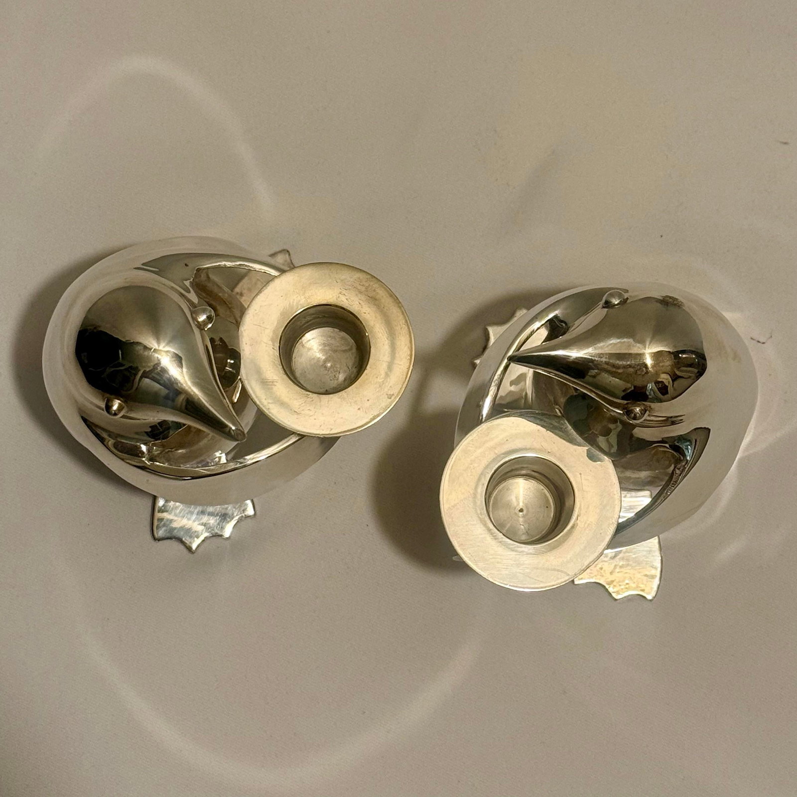 1990's Restoration Hardware Silver Plated Penguin Candle Stick Holders - A Pair - 8