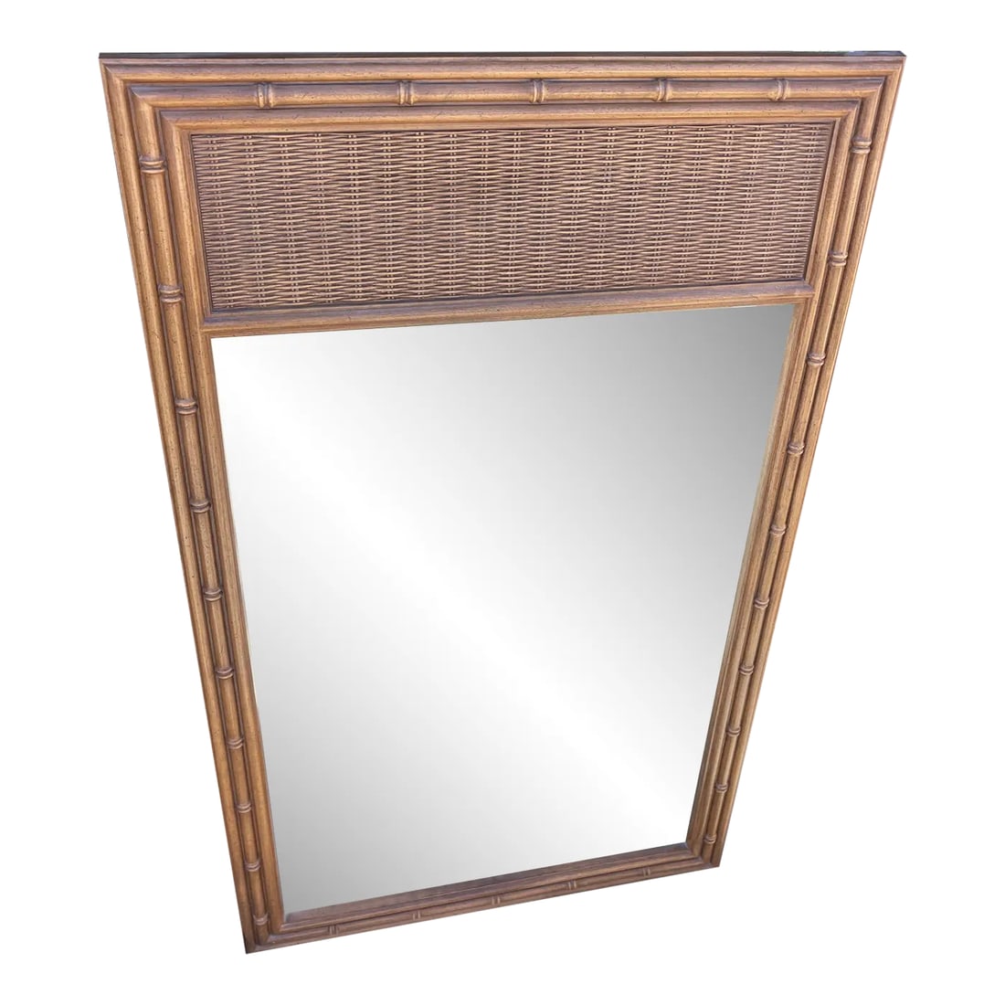 Vintage Mid-Century Thomasville Faux Bamboo Mirror: Vintage Mid-Century Thomasville Faux Bamboo Mirror that will be perfect as is or painted a bright color. I have the matching dresser and nightstand in my shop for sale so make sure to check it out. 28