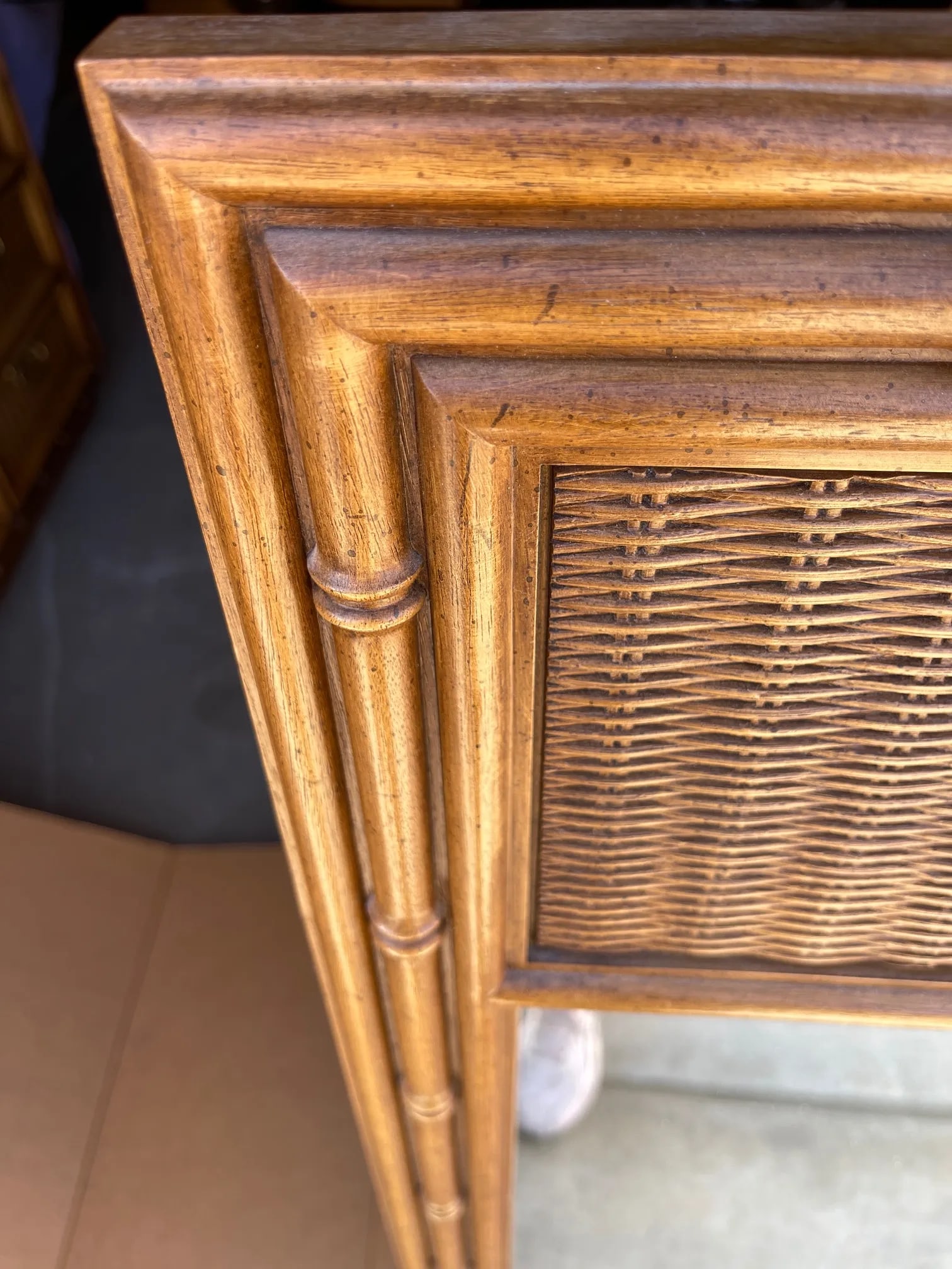 Vintage Mid-Century Thomasville Faux Bamboo Mirror - 3