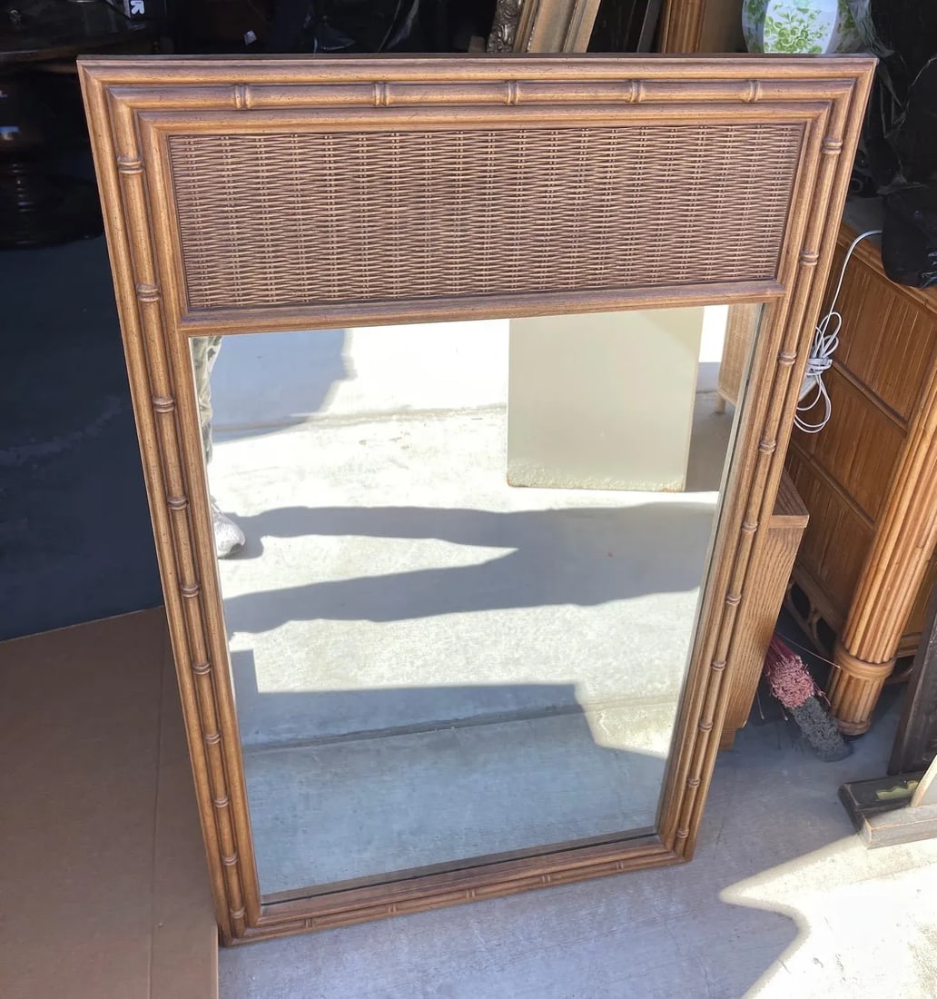 Vintage Mid-Century Thomasville Faux Bamboo Mirror - 5