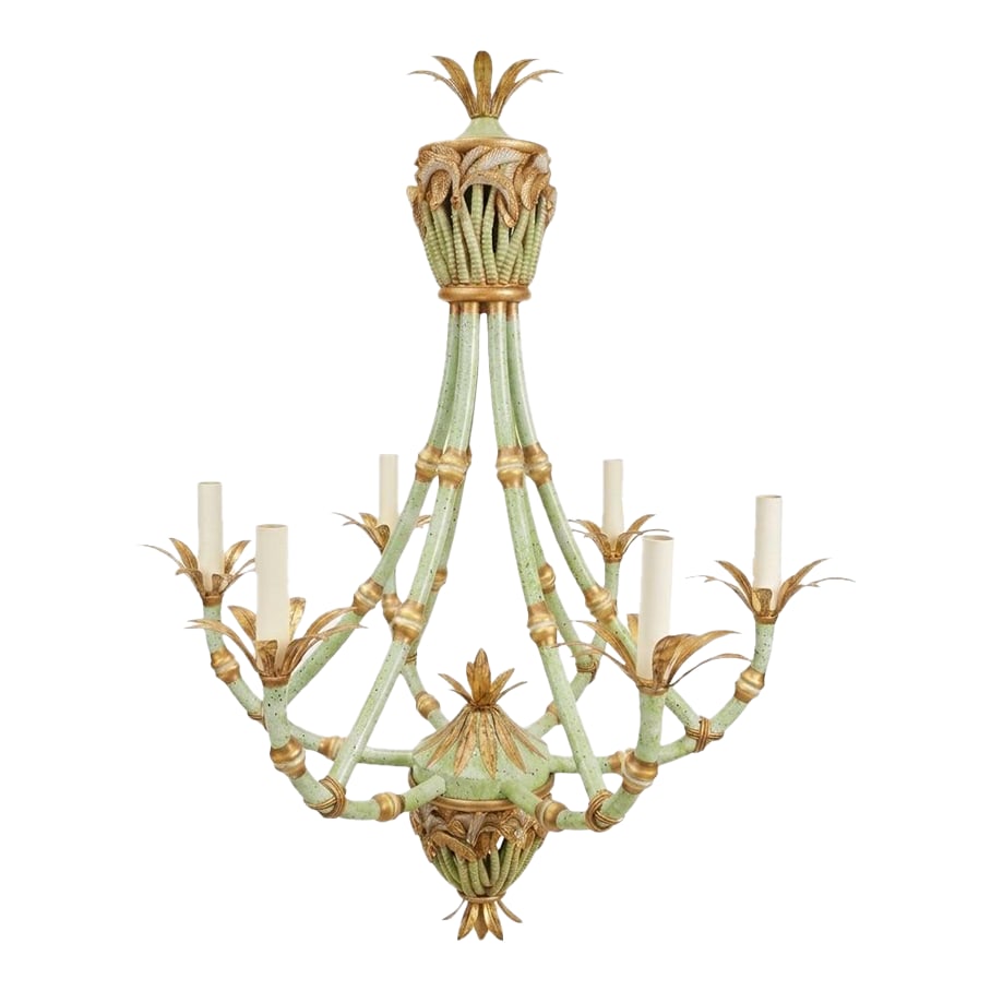 Vintage Palm Beach Regency "The Phillipe" Faux Bamboo Chandelier "- Newly Painted: You aren't just looking for a light fixture to hang from the ceiling-you are looking to create a breathtaking, high-society dining room or grand entryway that instantly signals your flawless taste the