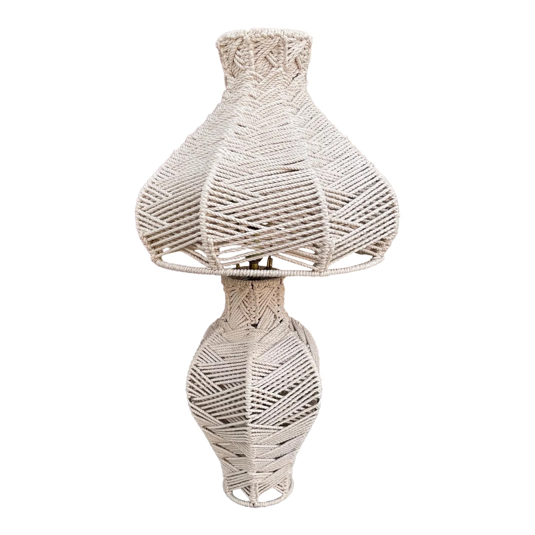 Vintage 1970's Macrame Table Lamp With Shade