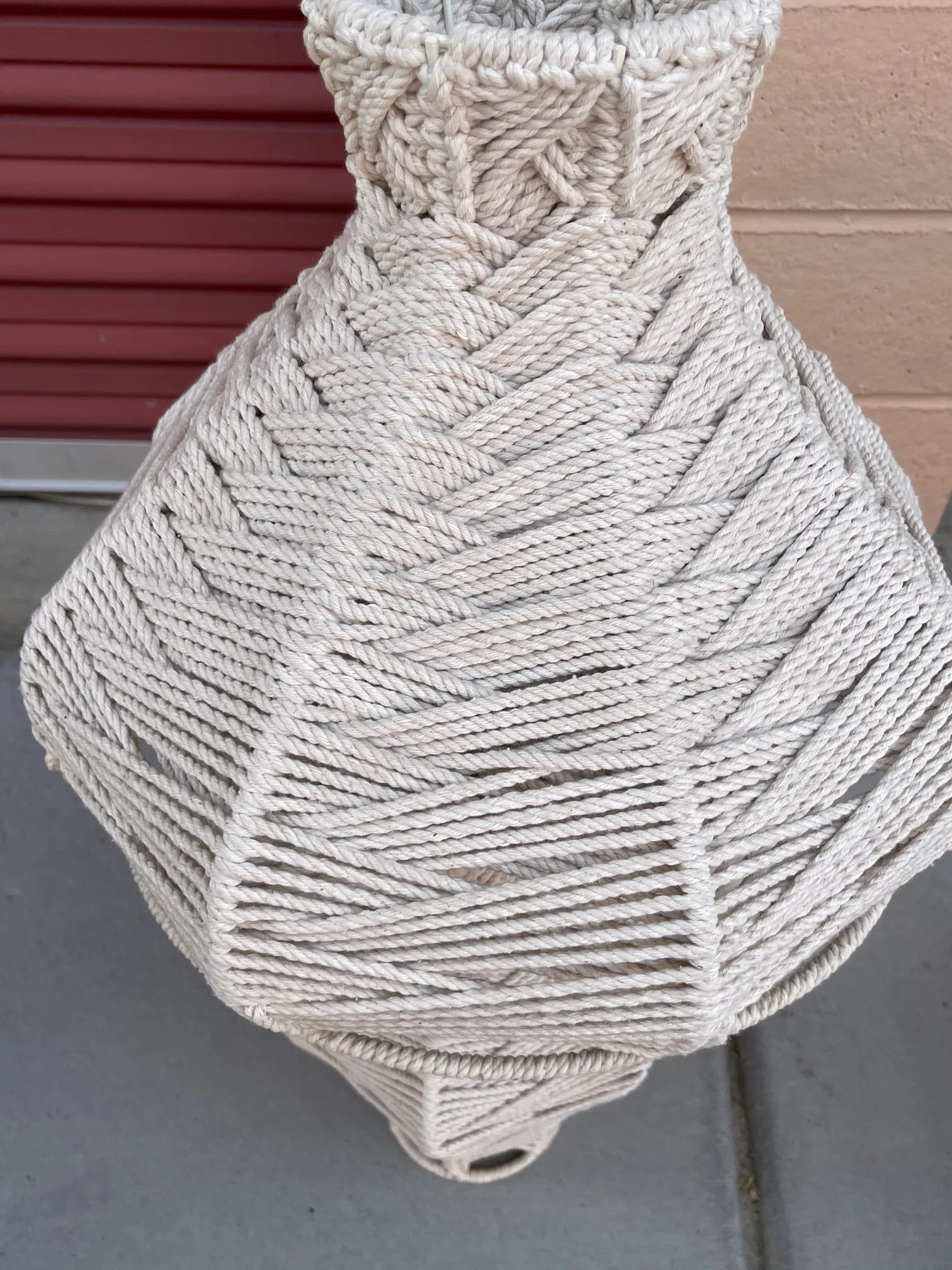 Vintage 1970's Macrame Table Lamp With Shade - 2