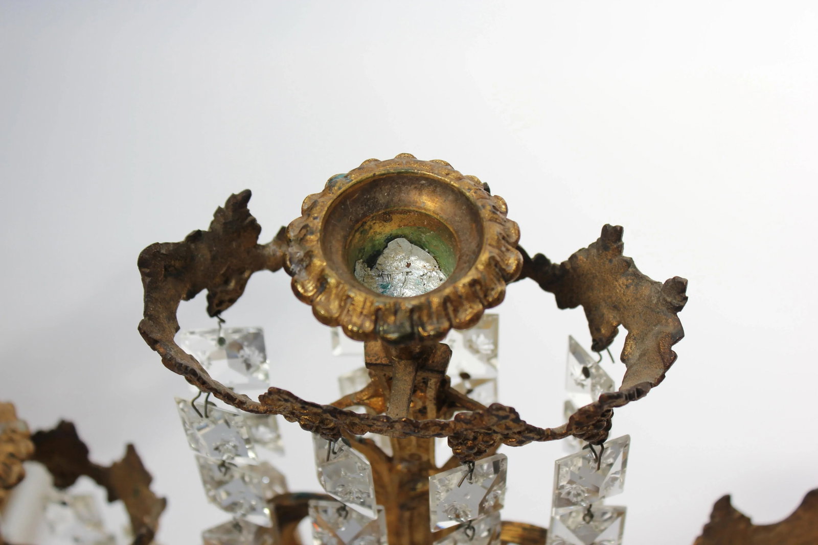 Set of French Gilt Metal and Crystal Girandole Candelabra With Bear Motif - 10