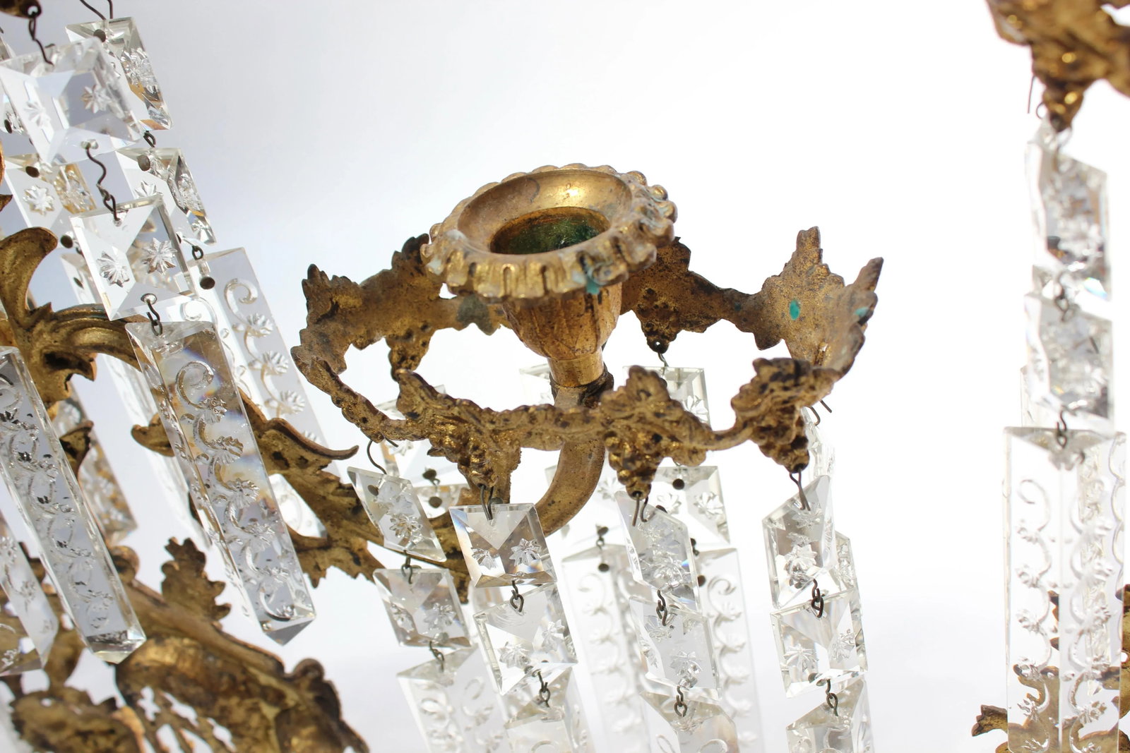 Set of French Gilt Metal and Crystal Girandole Candelabra With Bear Motif - 11
