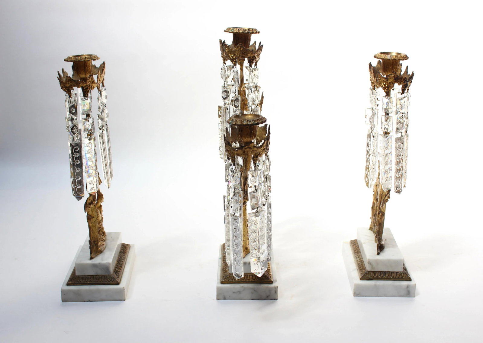 Set of French Gilt Metal and Crystal Girandole Candelabra With Bear Motif - 2
