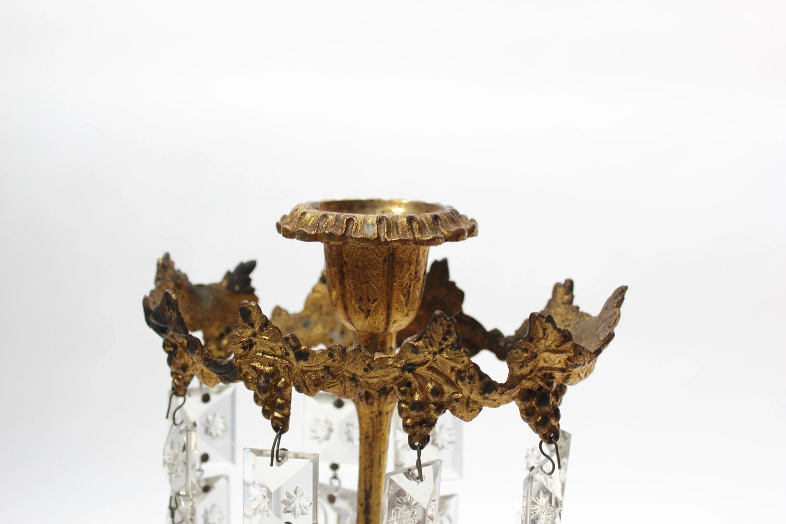 Set of French Gilt Metal and Crystal Girandole Candelabra With Bear Motif - 9