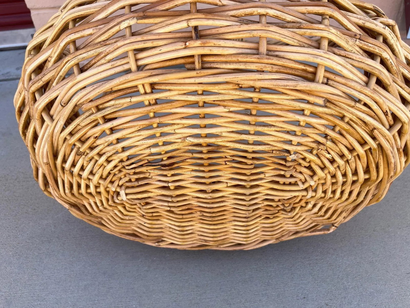 Large Rustic European Woven Rattan/Wicker Gathering Basket - 6