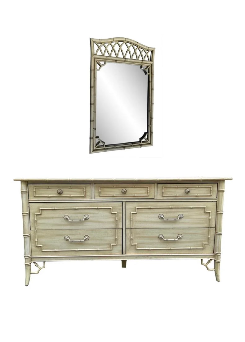 Vintage Thomasville Allegro Faux Bamboo and Fretwork Mirror - 6