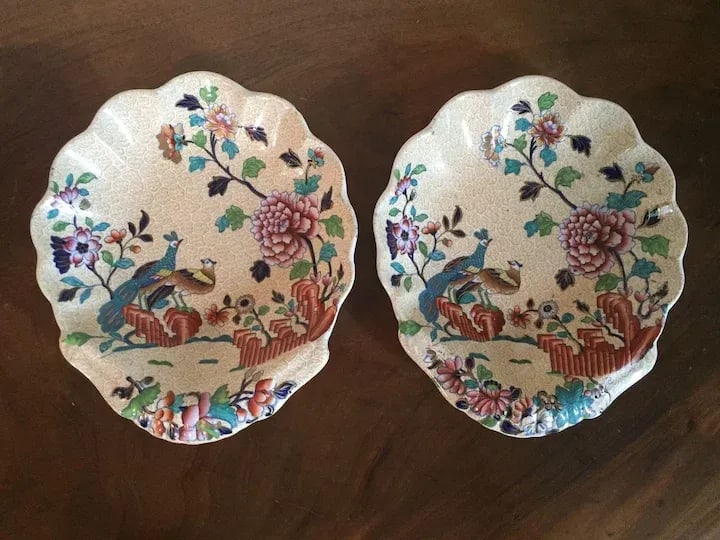 Early 19th Century Spode Chinese Peacock & Peony Dessert Dishes & Plates - Set of 6 - 5