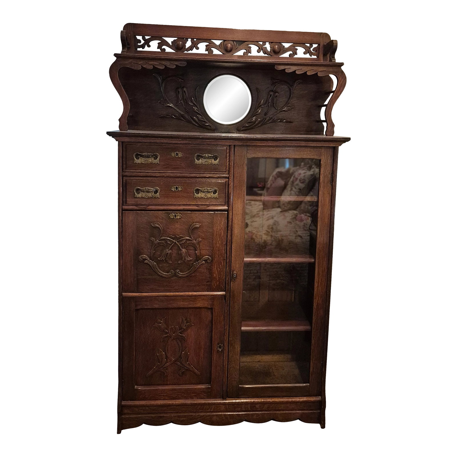 Late 18th Century Victorian American Side-by-Side Display and Secretary Cabinet (1 of 12)