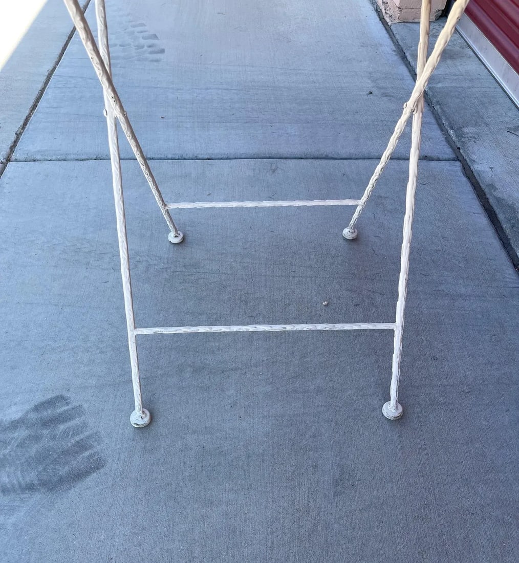 Vintage Wrought Iron Glass Top & Pencil Reed Garden Table - 8