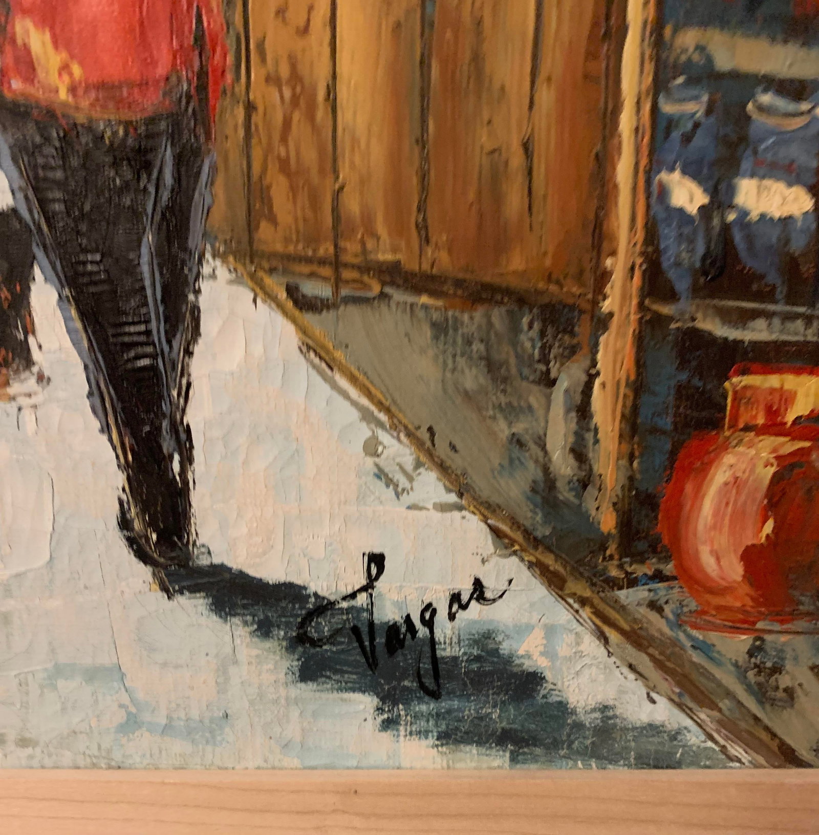 Late 20th Century Portraiture Oil Painting "l.a, Chinatown Back Alley" Signed Vargas - 2