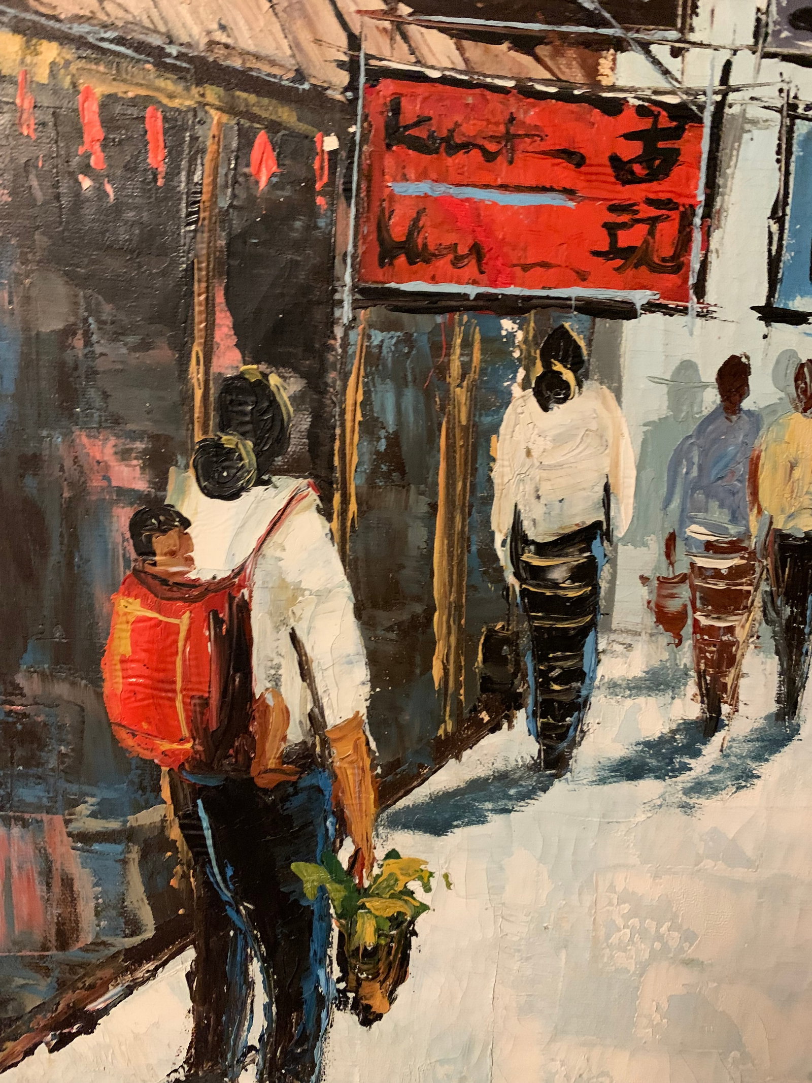 Late 20th Century Portraiture Oil Painting "l.a, Chinatown Back Alley" Signed Vargas - 3