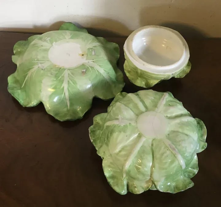 Antique 19th Century English Coalport Porcelain Cabbage Form Tureen Box, Cover and Under Plate - 3