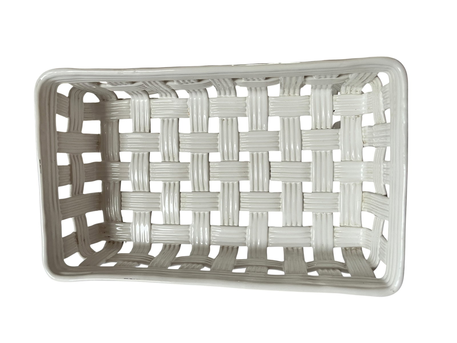 1980s Handmade Italian Ceramic Basket Weave Serving Trays by Neuwirth - a Pair - 5