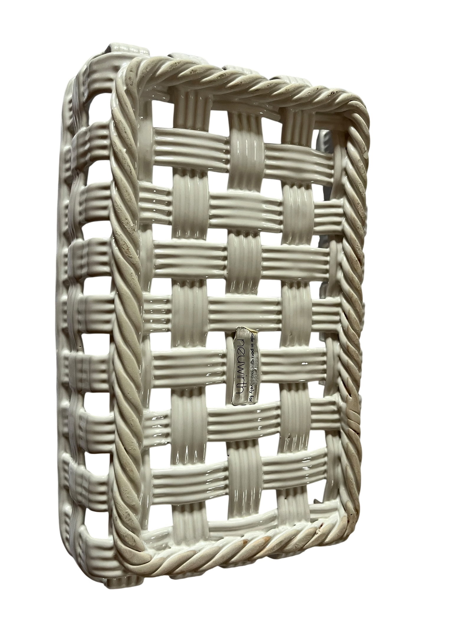1980s Handmade Italian Ceramic Basket Weave Serving Trays by Neuwirth - a Pair - 9