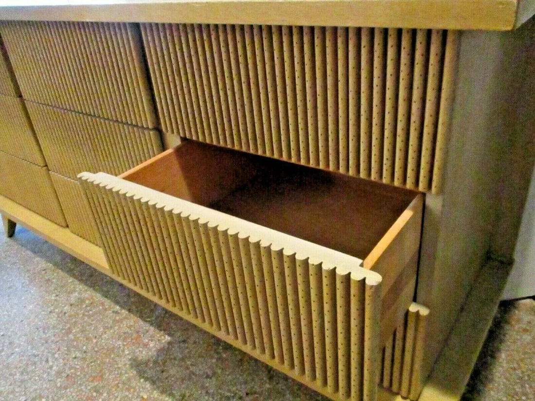 American of Martinsville Bali-Hi Mid-Century Faux Bamboo Wormwood Dresser - 3