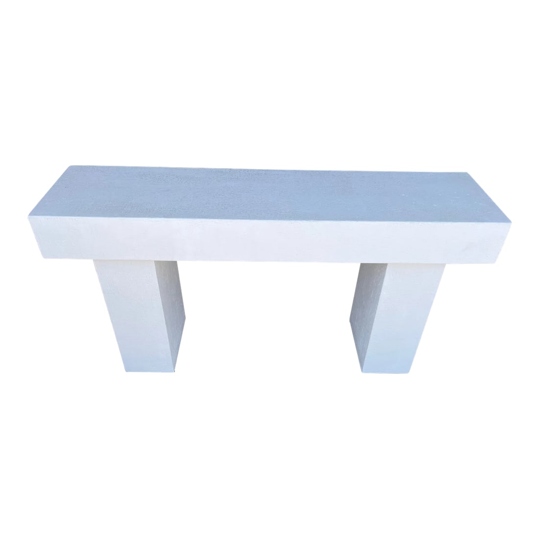Vintage Postmodern White Textured Plaster Console Table: Postmodern White Textured Plaster Console Table. Great indoors or outdoors. I also have 2 plaster cubes with a thicker texture shown in last pic. Also available in my shop. Not that heavy 60in w x 16i
