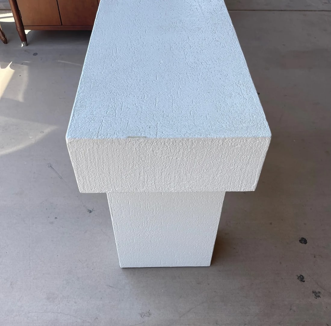 Vintage Postmodern White Textured Plaster Console Table - 6