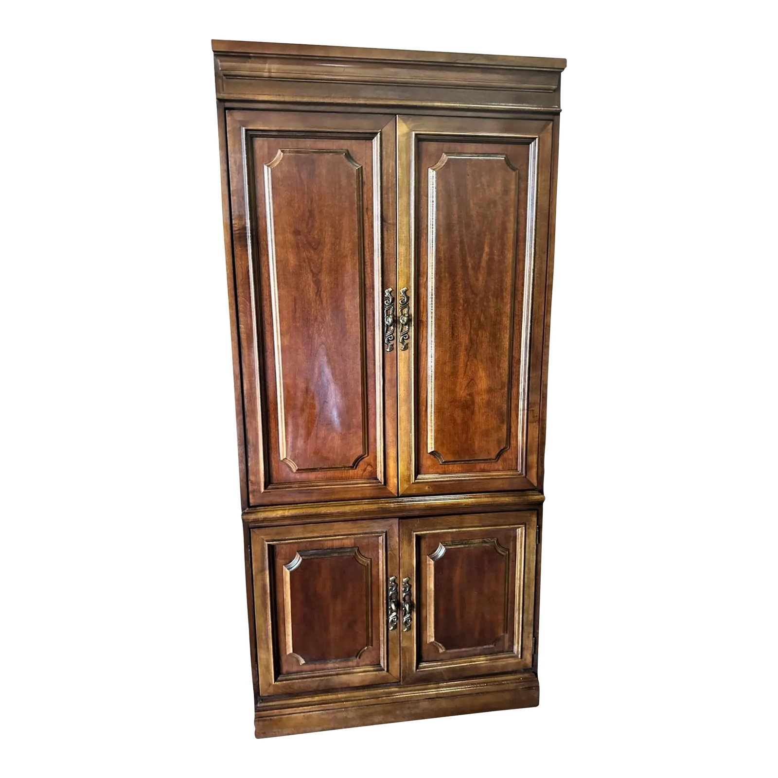 Hooker Furniture Solid Cherry Wood Armoire - Vintage Late 20th Century: Marvelous solid cherry wood Hooker armoire. Clean and evidently never used. Circa 1980s. Condition: Alterations: Original Condition Unaltered Imperfections: Some Imperfections Condition Notes: