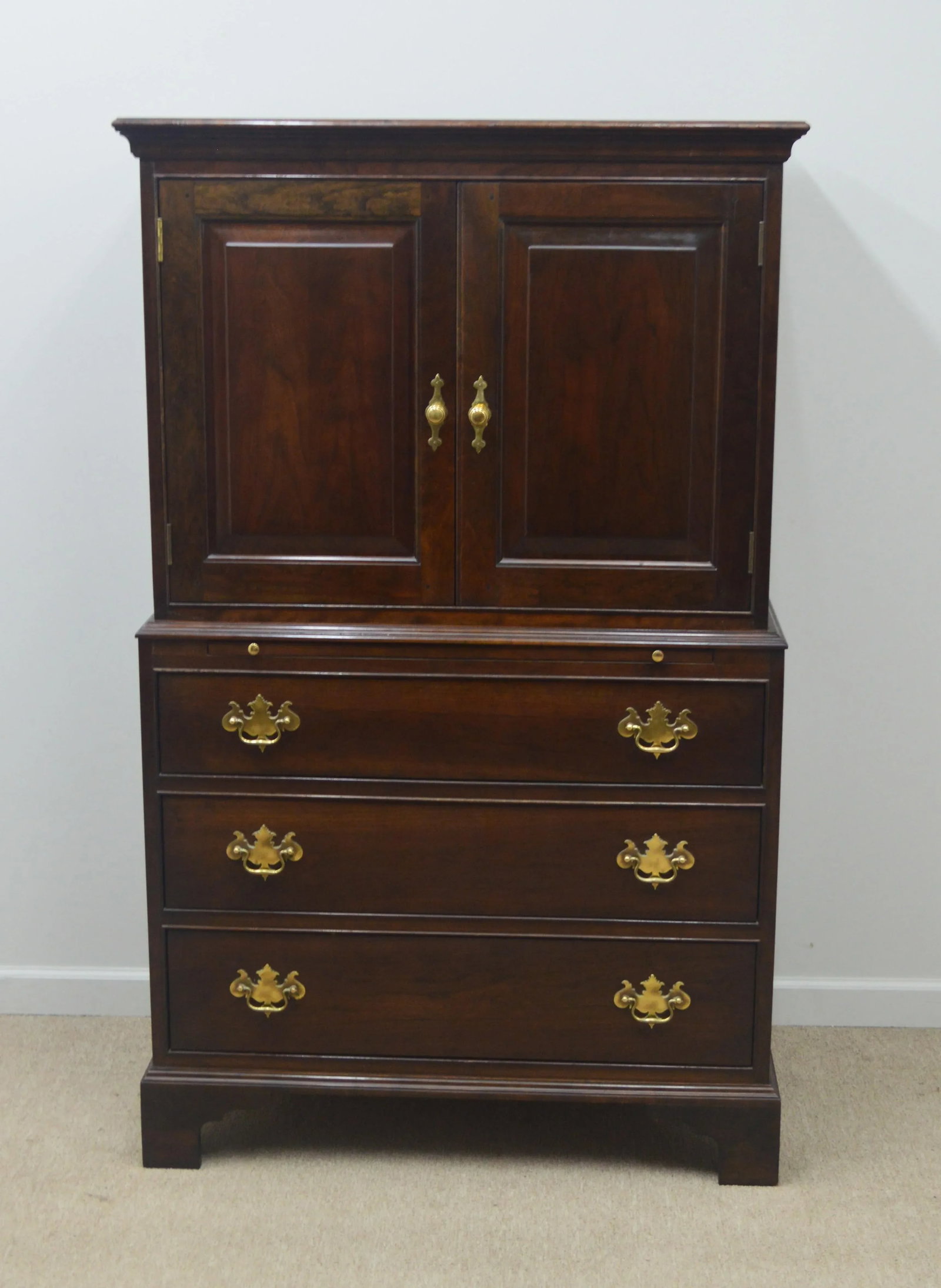 Stickley Solid Cherry Chippendale Chest Wardrobe - 11