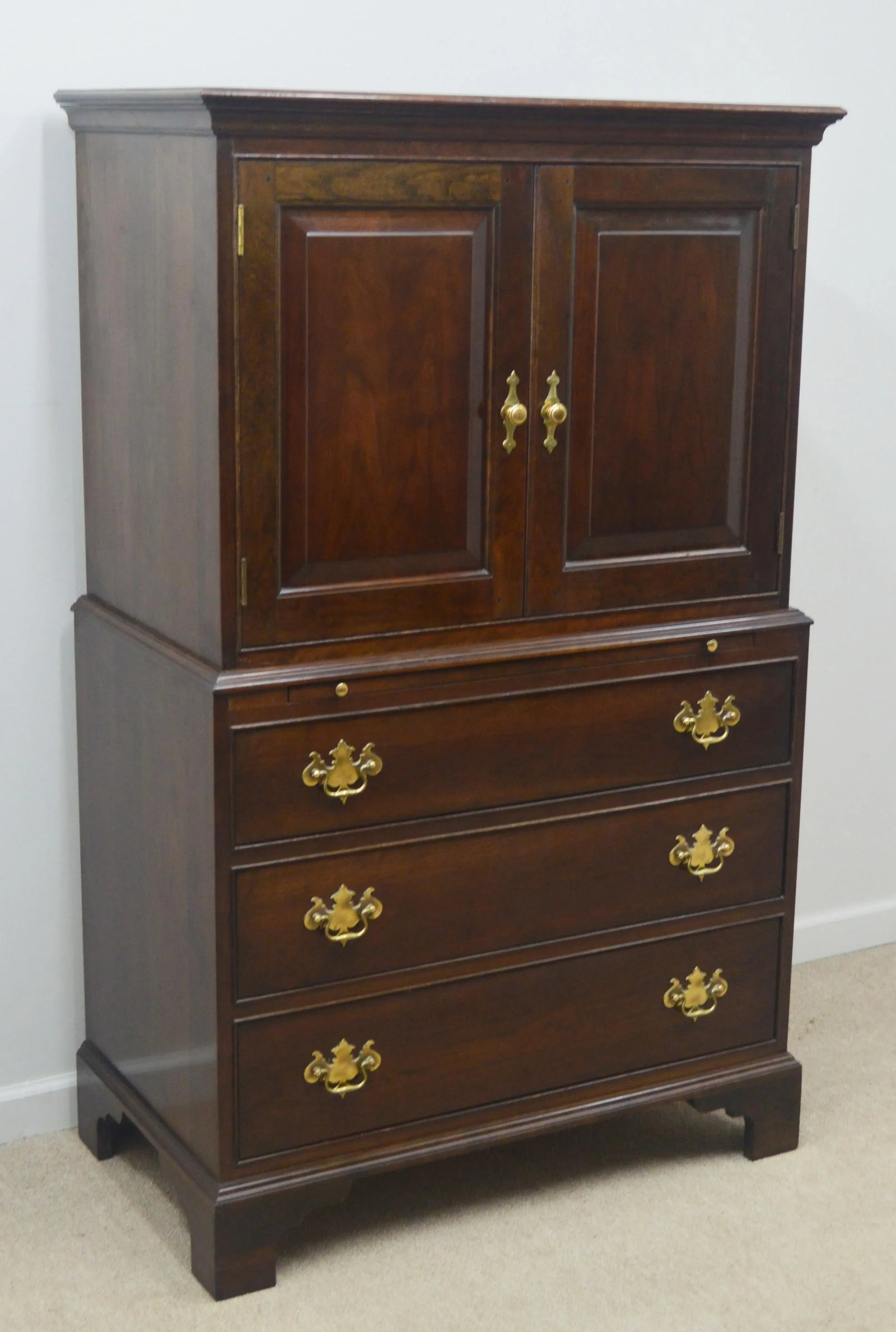 Stickley Solid Cherry Chippendale Chest Wardrobe - 2