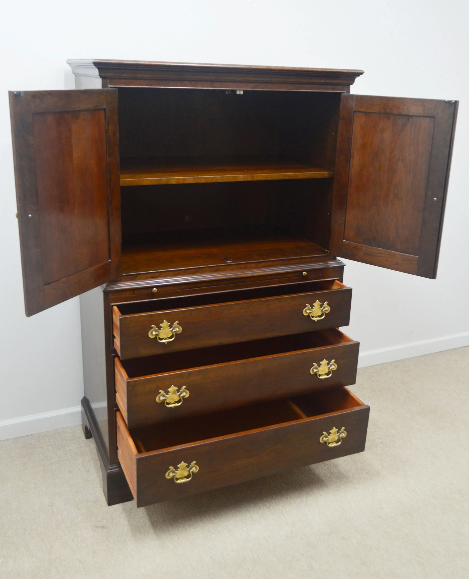 Stickley Solid Cherry Chippendale Chest Wardrobe - 4