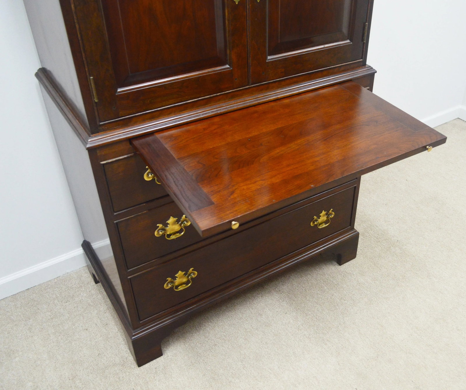 Stickley Solid Cherry Chippendale Chest Wardrobe - 8