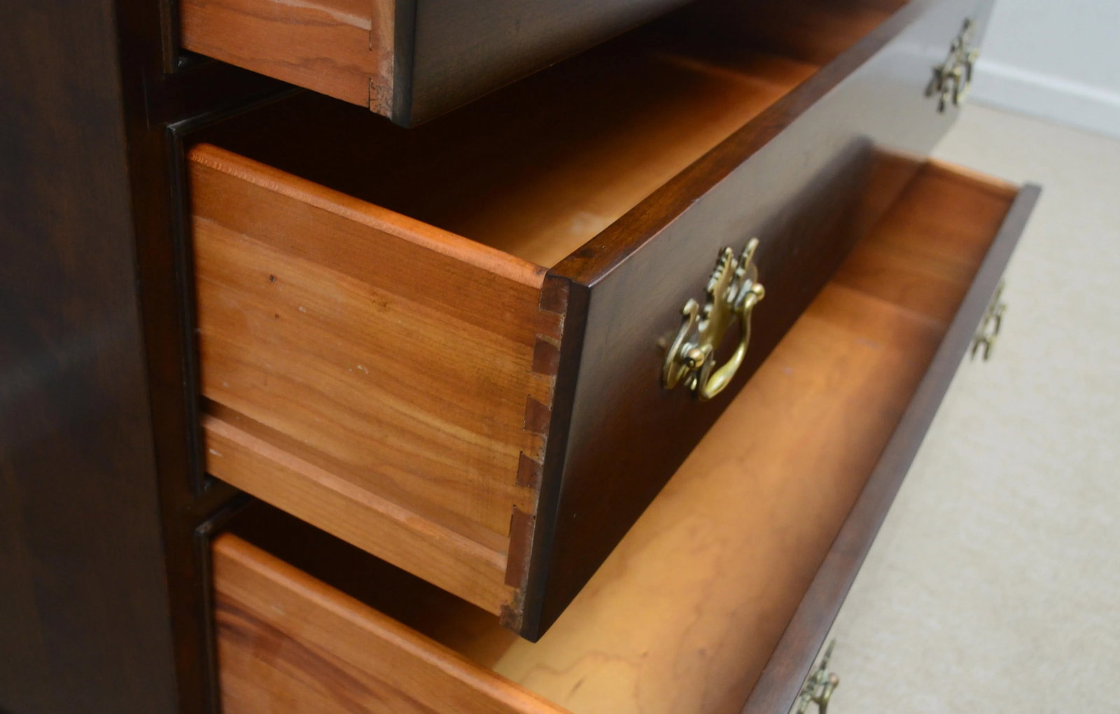 Stickley Solid Cherry Chippendale Chest Wardrobe - 9