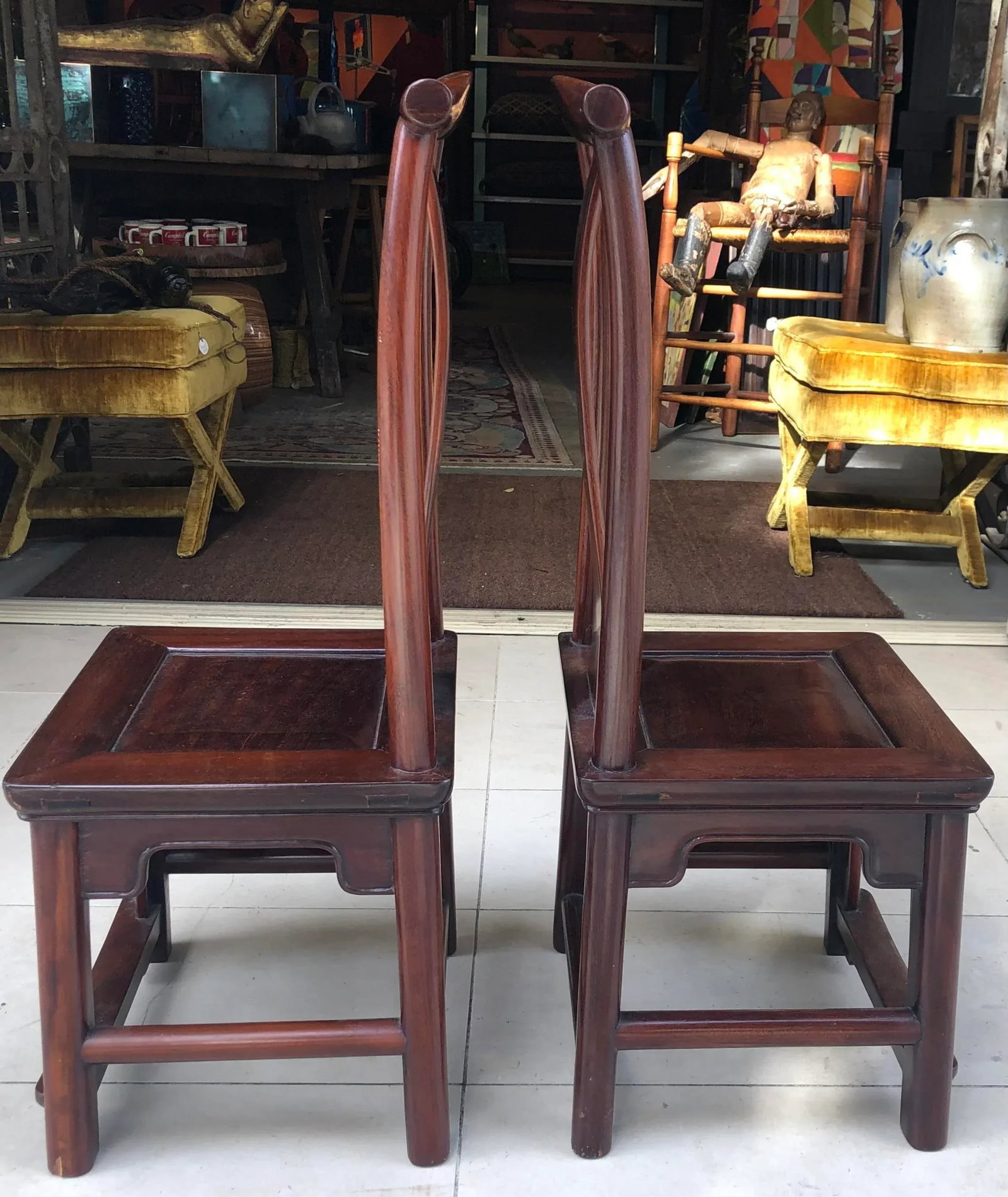 Pair of Early Chinese Children's Side Chairs - 4
