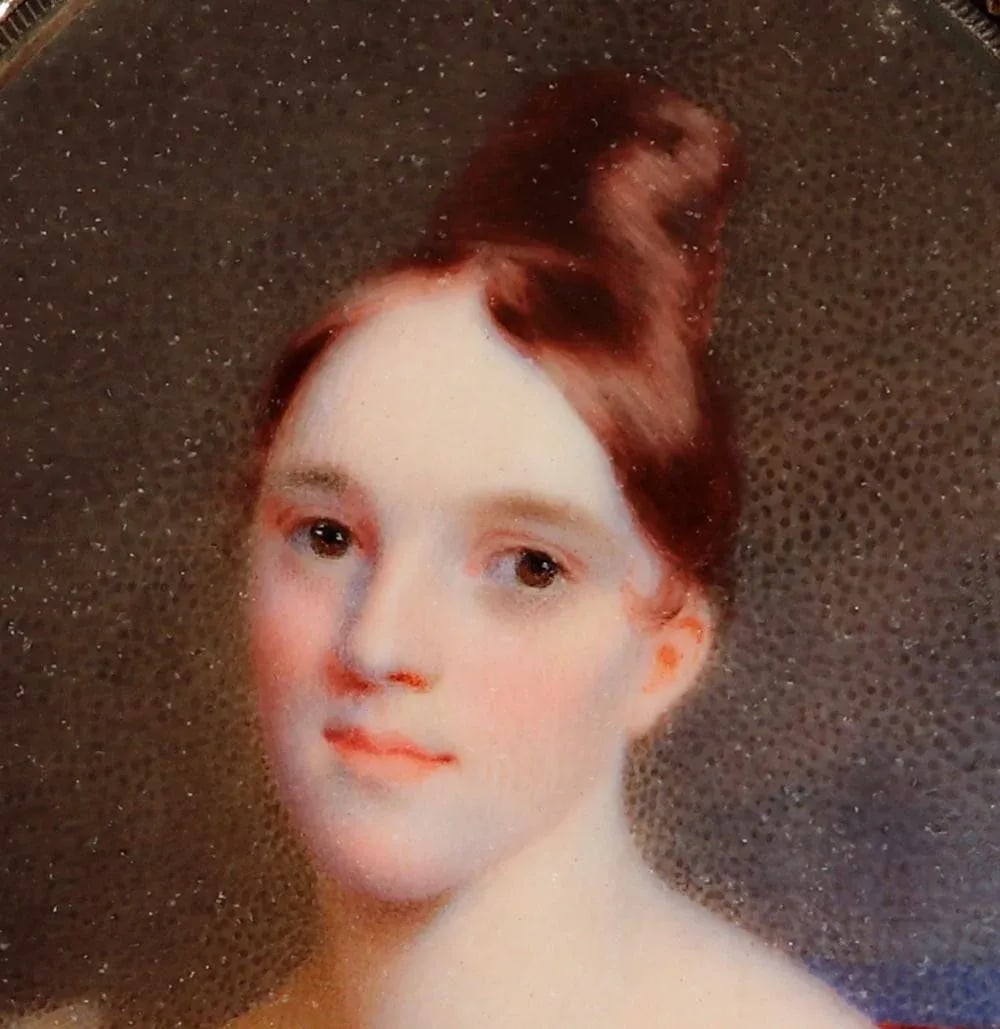 American Portrait Miniature Portrait of a Woman in a White Gown, Signed by Thomas Story Officer - 2