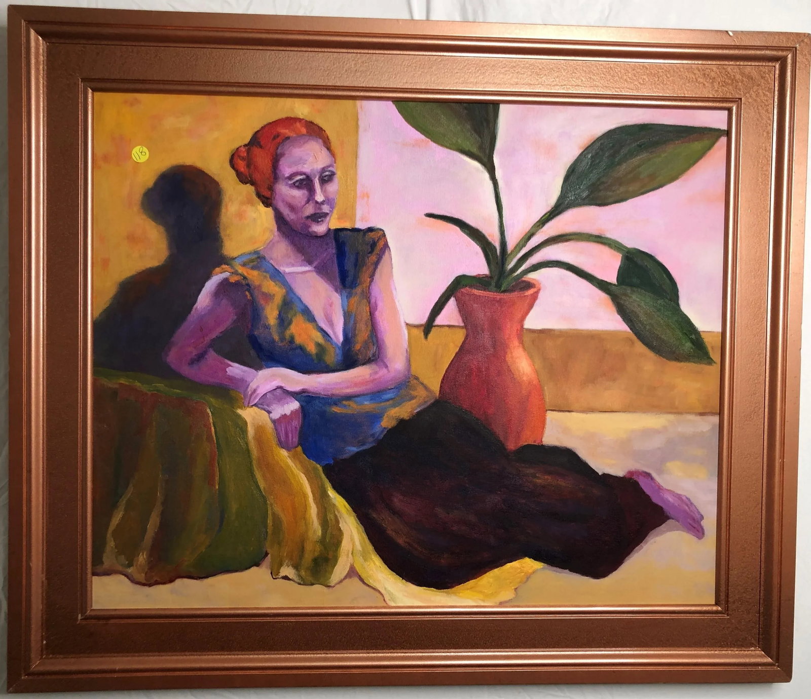 Mid 20th Century Lady Oil on Canvas, Framed - 3