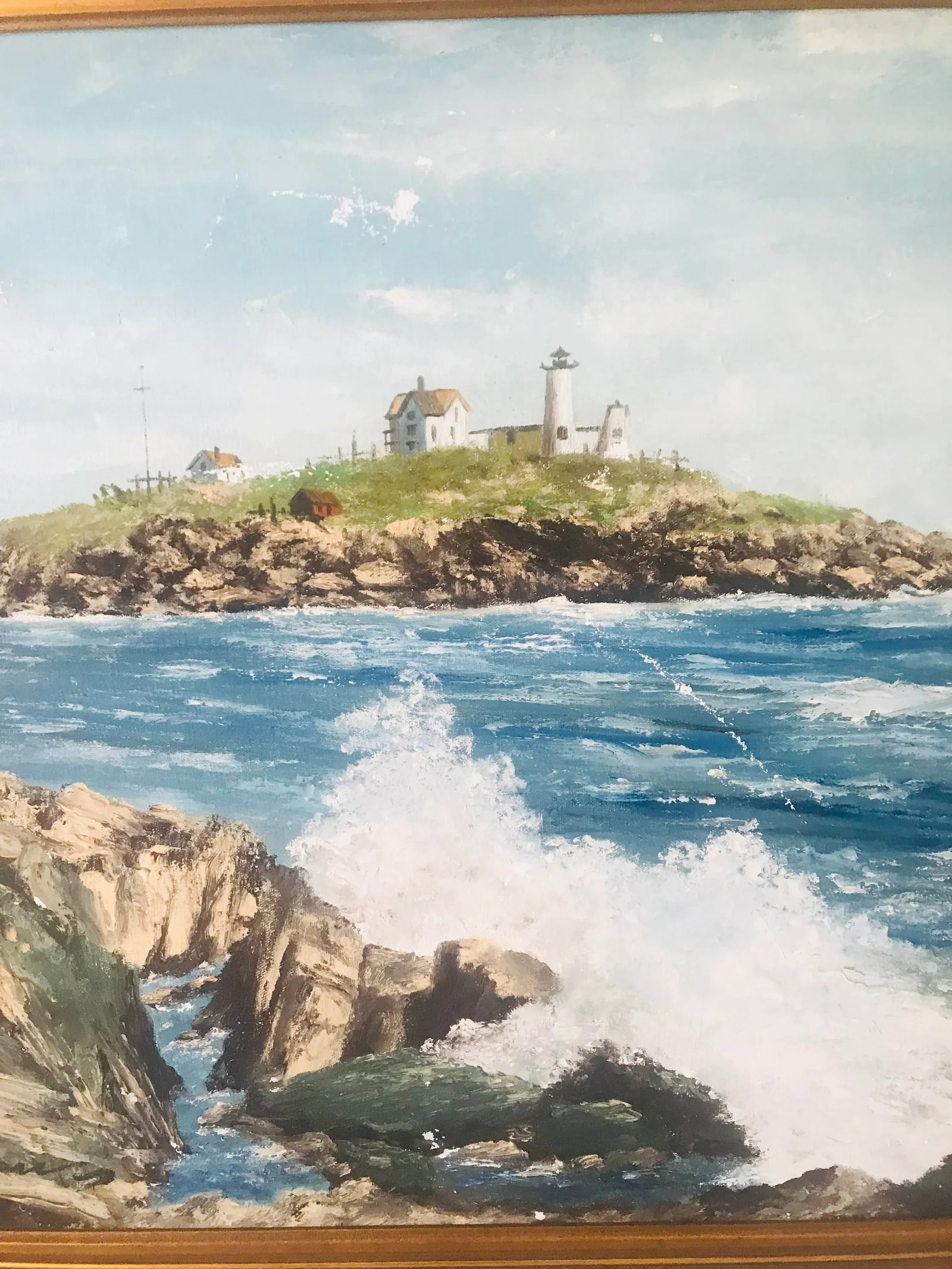 Original American Maine Coast Seascape Painting Signed - 3