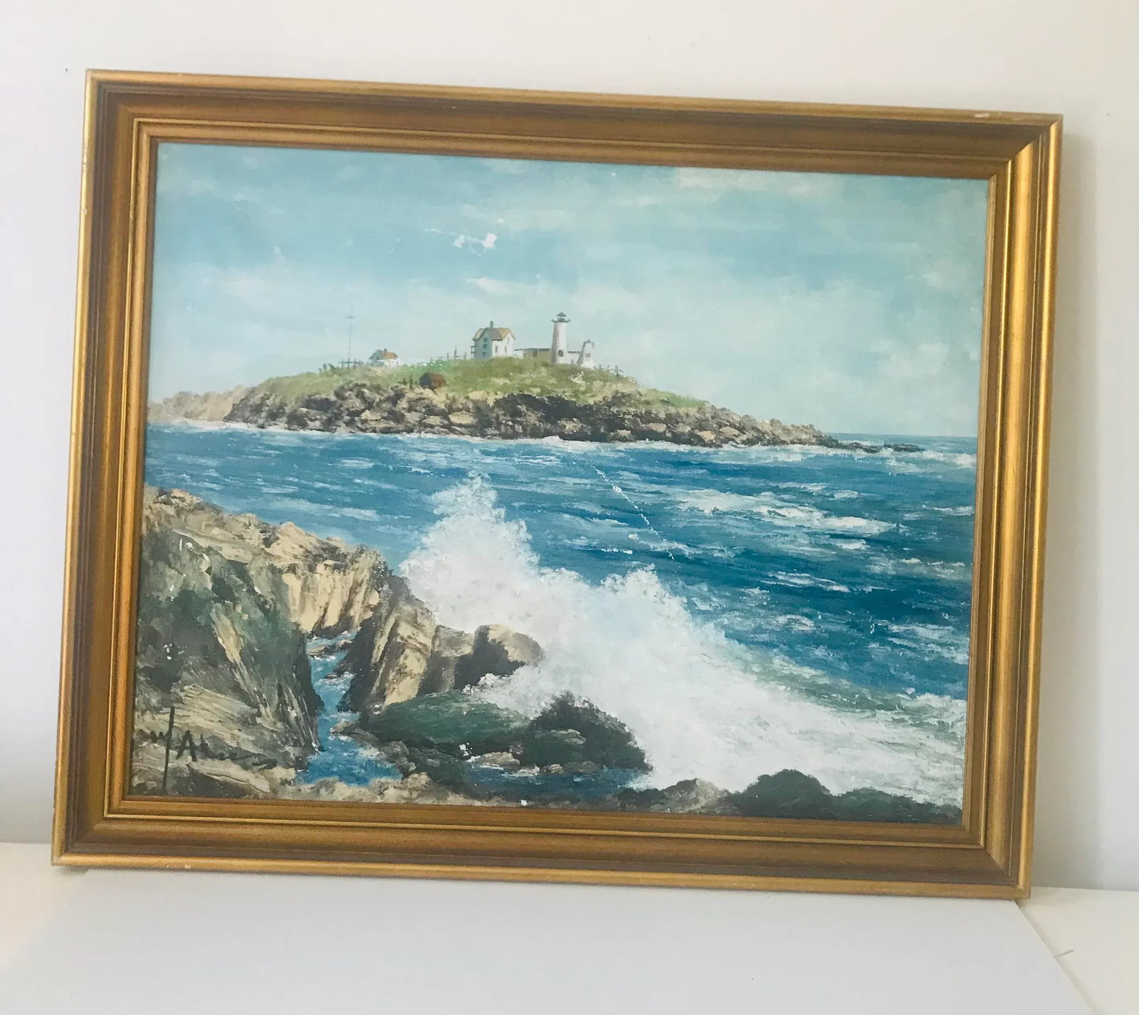 Original American Maine Coast Seascape Painting Signed - 6