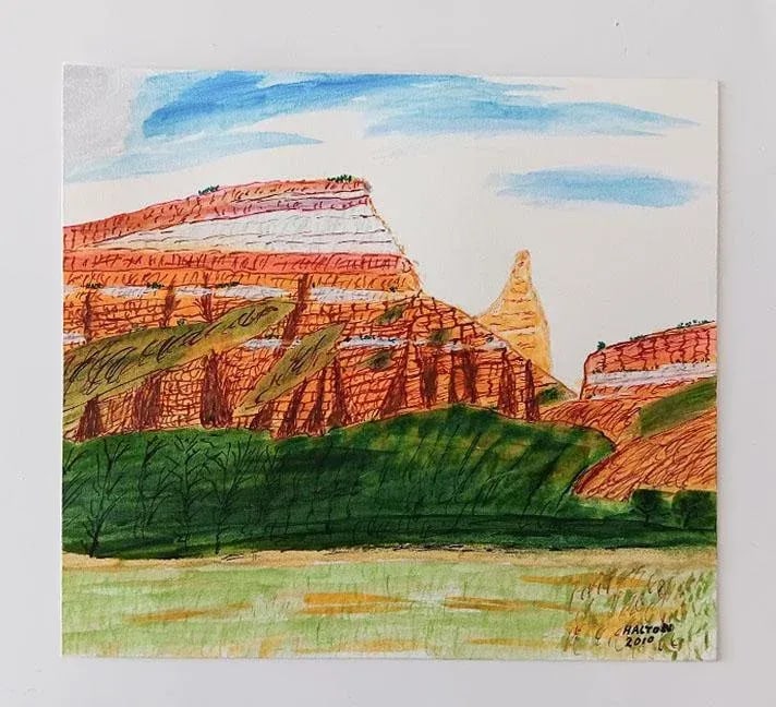 Small Abstract Mountain Landscape Painting - 2