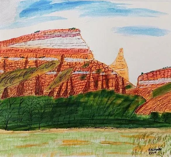 Small Abstract Mountain Landscape Painting - 3
