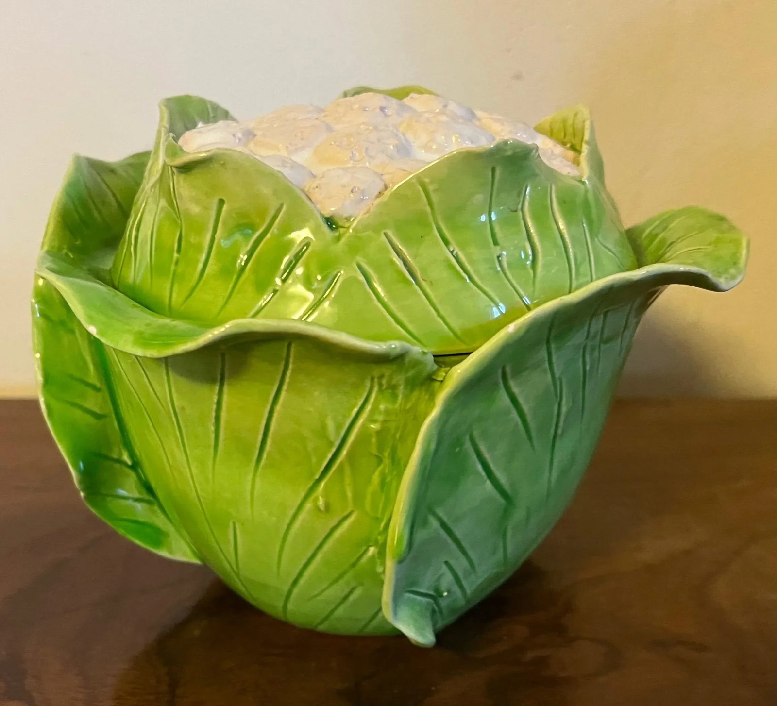 1960s Jean Roger, Paris Lettuceware Porcelain Cabbage Cauliflower Tureen or Box - 12