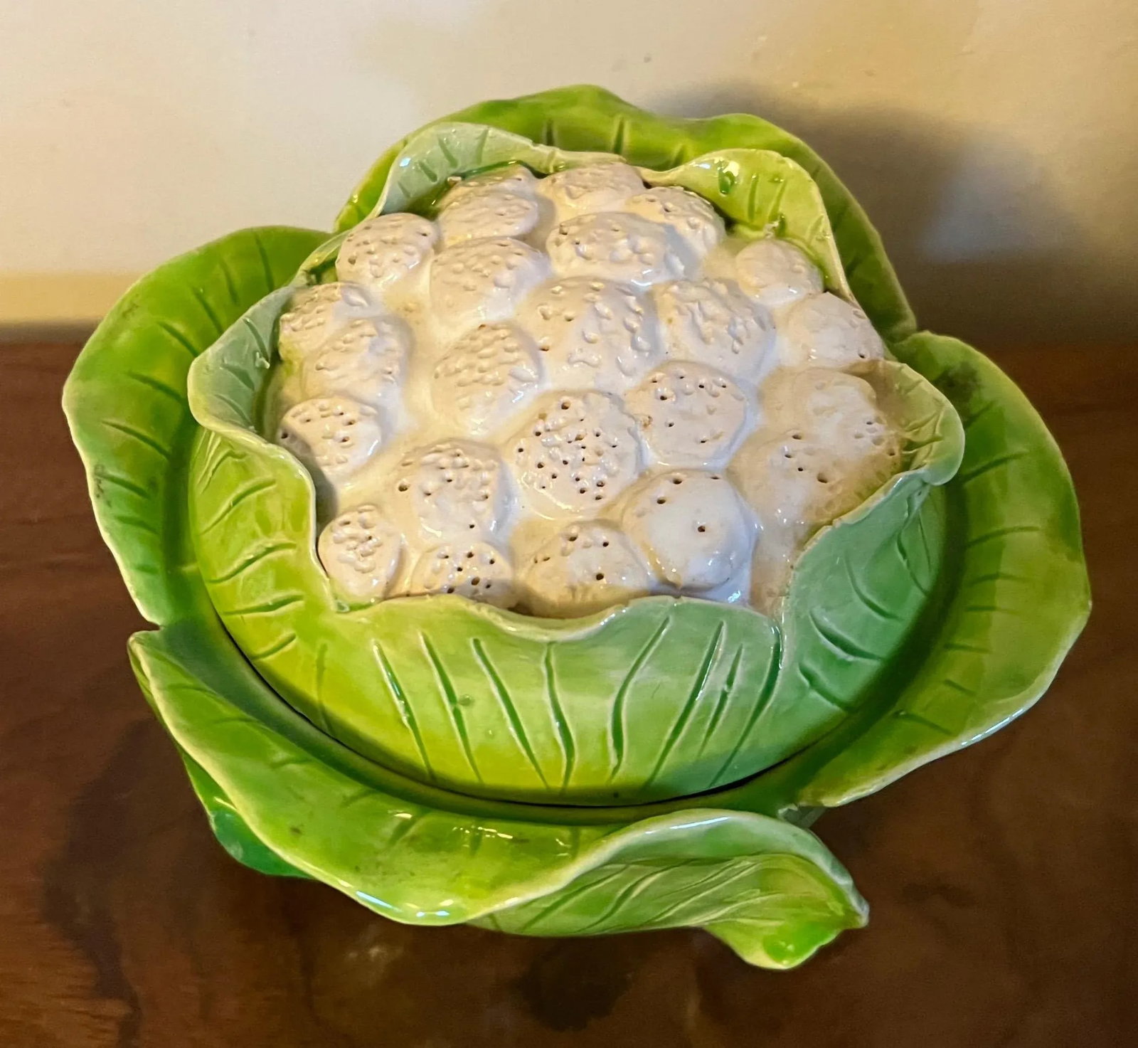 1960s Jean Roger, Paris Lettuceware Porcelain Cabbage Cauliflower Tureen or Box - 13