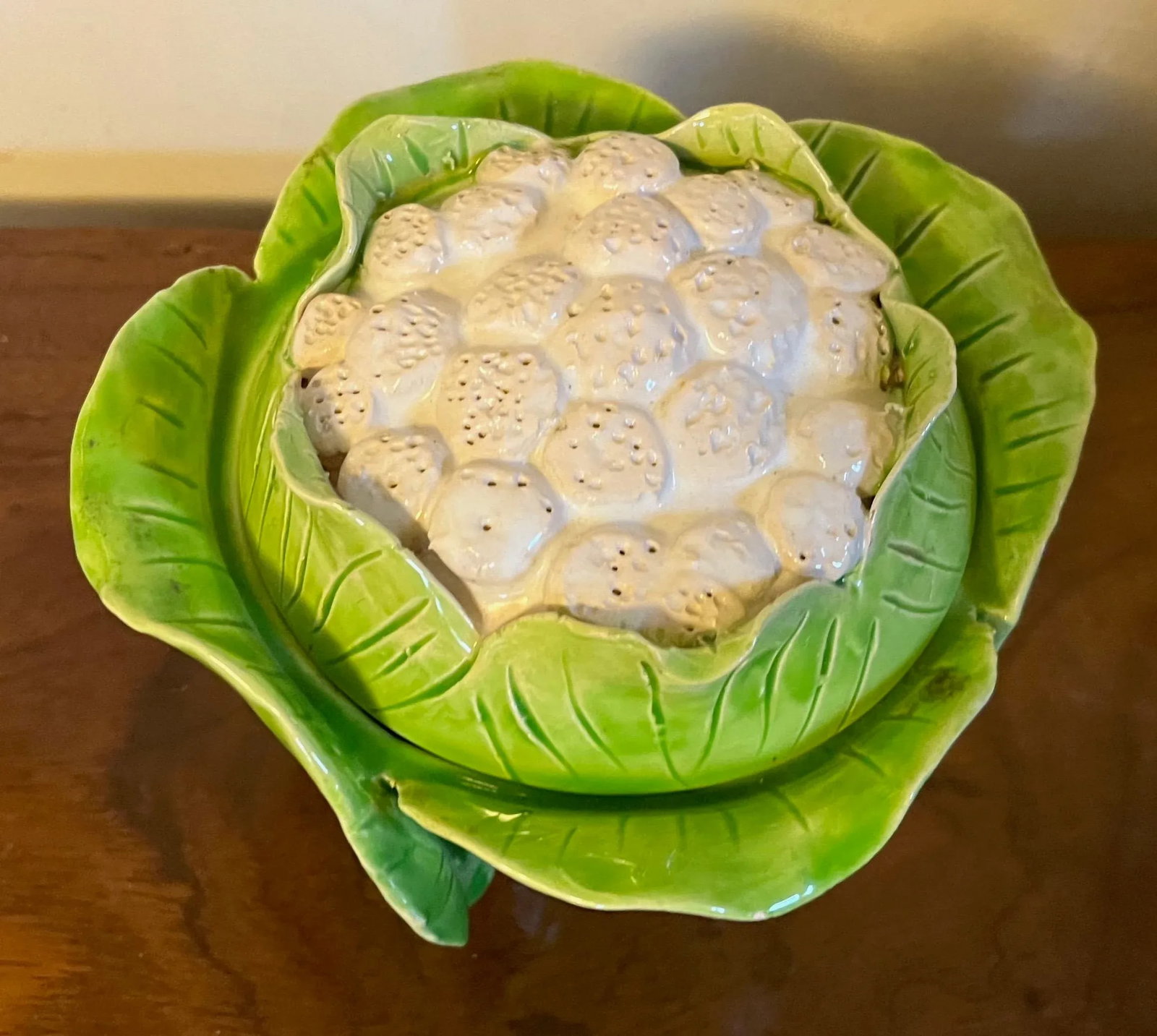 1960s Jean Roger, Paris Lettuceware Porcelain Cabbage Cauliflower Tureen or Box - 2