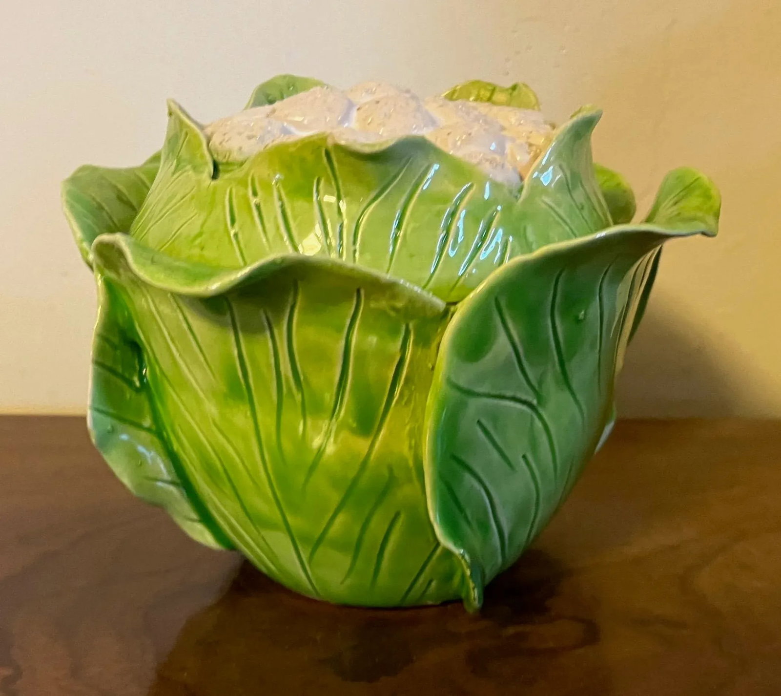 1960s Jean Roger, Paris Lettuceware Porcelain Cabbage Cauliflower Tureen or Box - 4