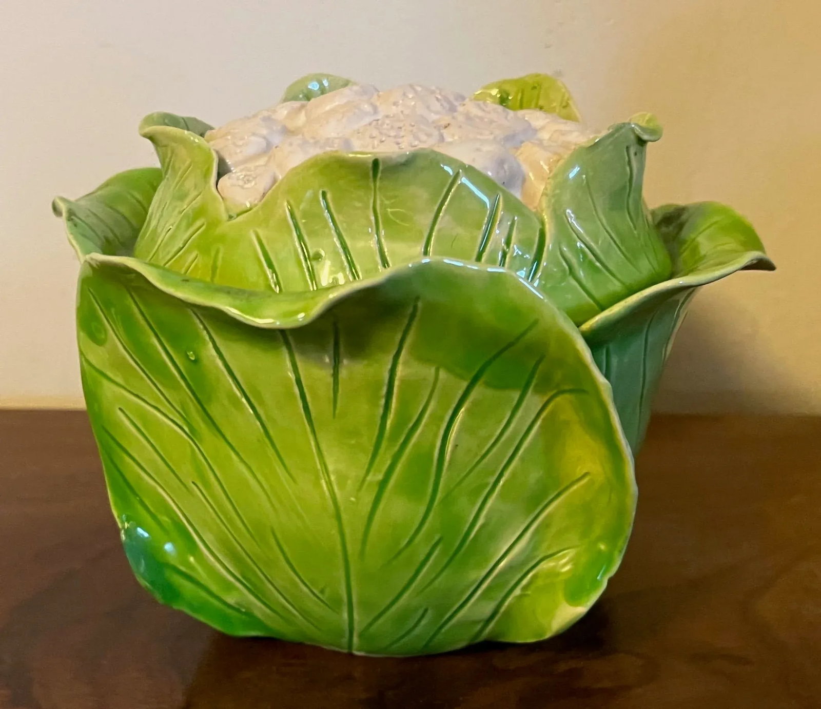 1960s Jean Roger, Paris Lettuceware Porcelain Cabbage Cauliflower Tureen or Box - 6