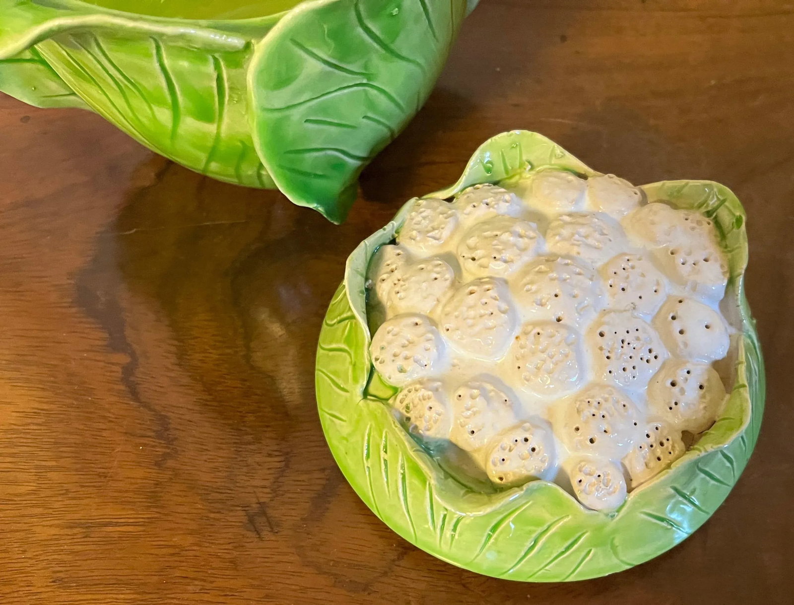 1960s Jean Roger, Paris Lettuceware Porcelain Cabbage Cauliflower Tureen or Box - 8