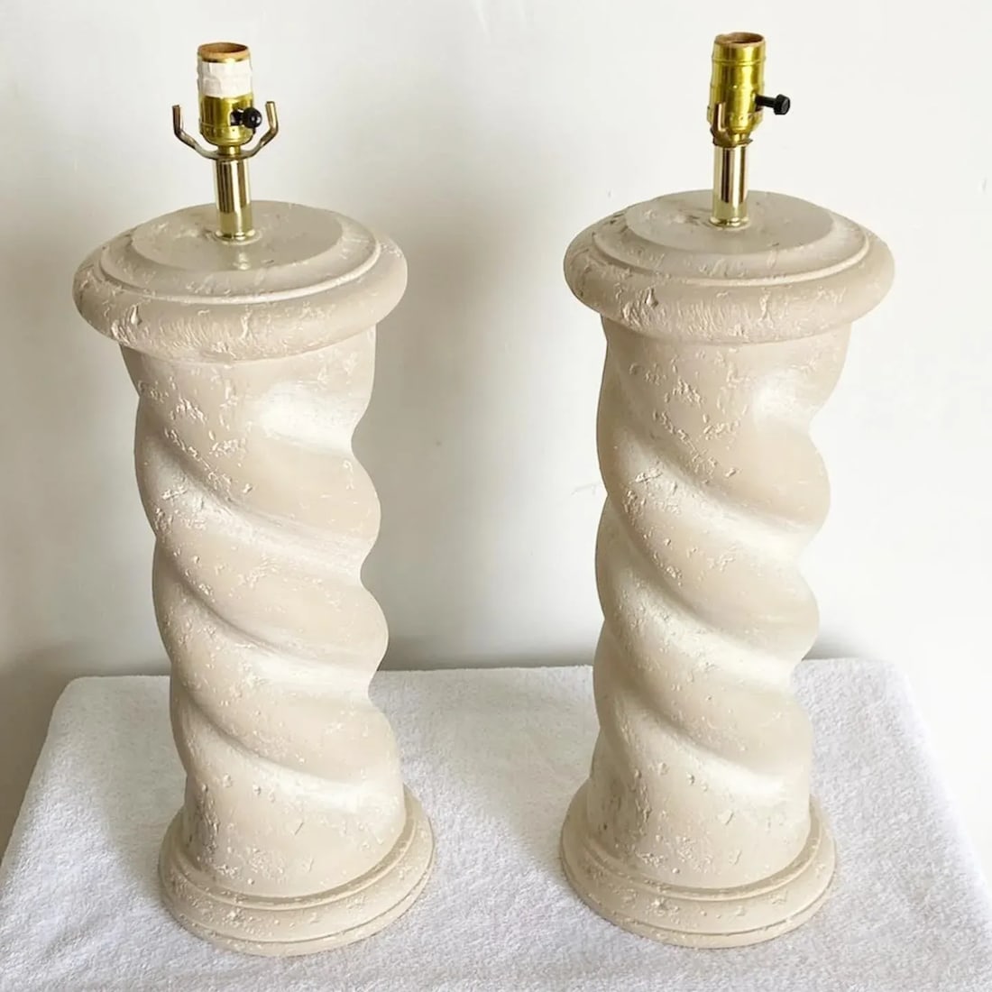 Postmodern Swirl Plaster Table Lamps by Bloomingdale's - a Pair - 2