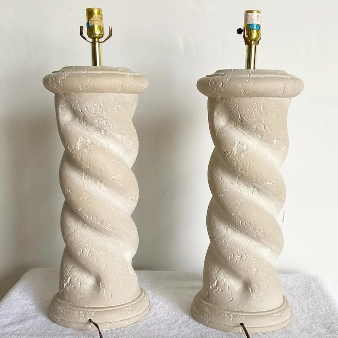 Postmodern Swirl Plaster Table Lamps by Bloomingdale's - a Pair - 3