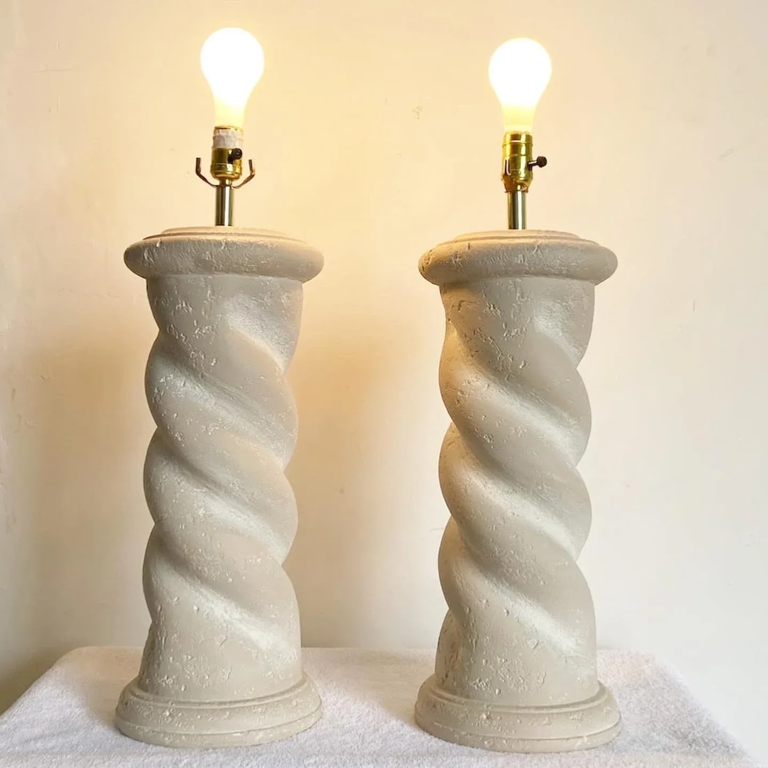Postmodern Swirl Plaster Table Lamps by Bloomingdale's - a Pair - 4