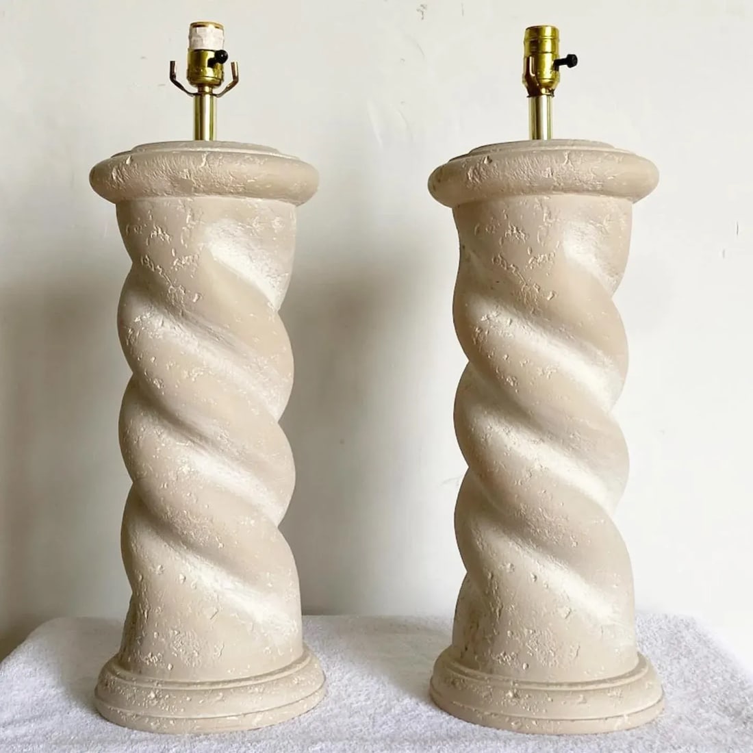 Postmodern Swirl Plaster Table Lamps by Bloomingdale's - a Pair - 6