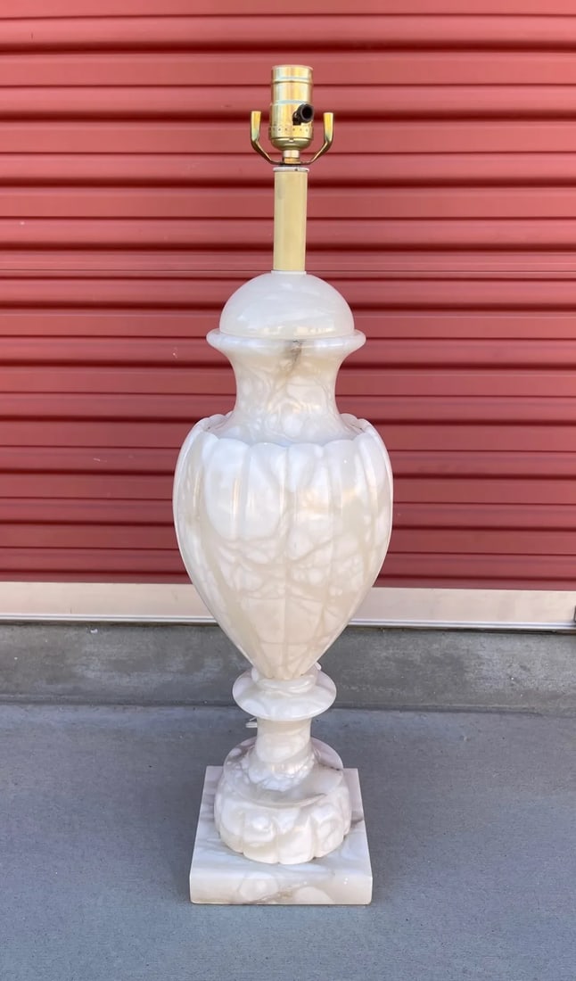 Vintage Large Alabaster Urn Table Lamp - 10